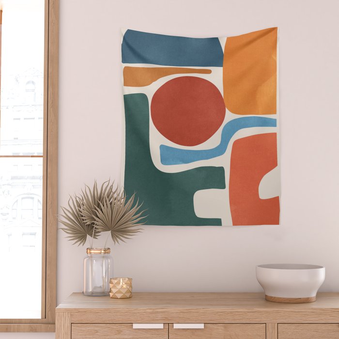 Modern Abstract Minimal Shapes 200 Wall Tapestry Gallery Image 2