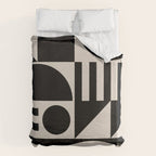 Mid Century Modern Geometric 936 Black and Linen White Duvet Cover Gallery Image 6