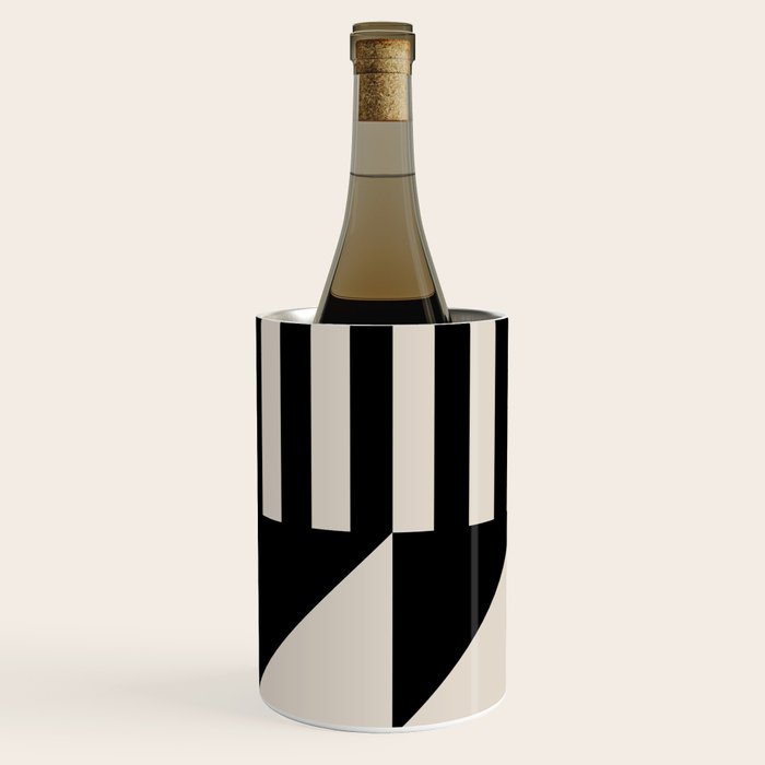 Mid Century Modern Geometric 936 Black and Linen White Wine Chiller Gallery Image 3