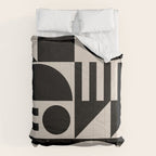 Mid Century Modern Geometric 936 Black and Linen White Comforter Gallery Image 6