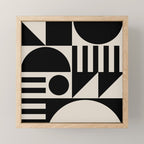 Mid Century Modern Geometric 936 Black and Linen White Mini Art Print Gallery Image 1