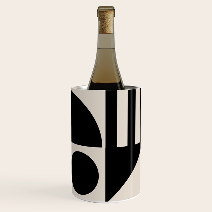 Mid Century Modern Geometric 936 Black and Linen White Wine Chiller Gallery Image 1