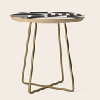 Mid Century Modern Geometric 936 Black and Linen White Side Table Gallery Image 1