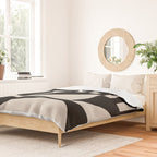 Mid Century Modern Geometric 936 Black and Linen White Duvet Cover Gallery Image 2