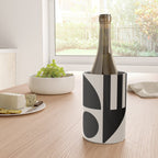 Mid Century Modern Geometric 936 Black and Linen White Wine Chiller Gallery Image 4
