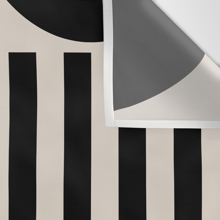 Mid Century Modern Geometric 936 Black and Linen White Wall Tapestry Gallery Image 3