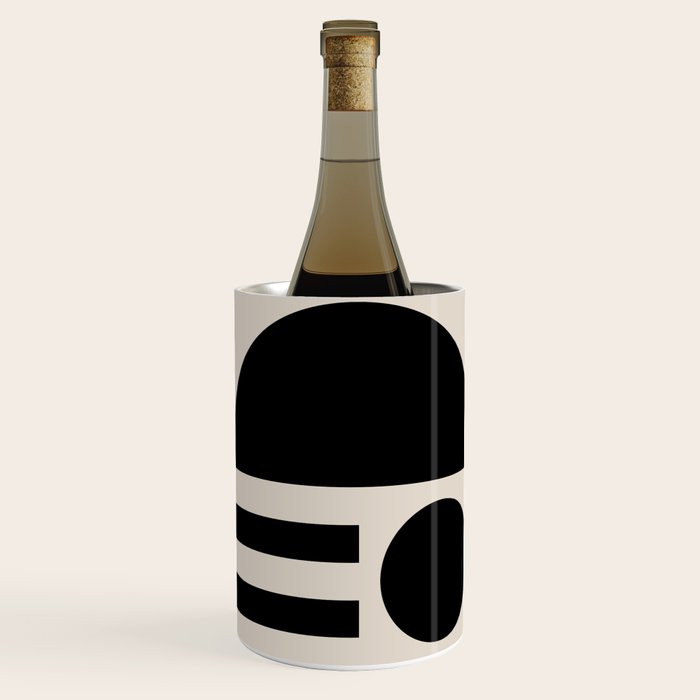 Mid Century Modern Geometric 936 Black and Linen White Wine Chiller Gallery Image 2