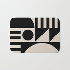Mid Century Modern Geometric 936 Black and Linen White Bath Mat Gallery Image 1