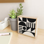 Mid Century Modern Geometric 936 Black and Linen White Mini Art Print Gallery Image 2