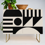 Mid Century Modern Geometric 936 Black and Linen White Credenza Gallery Image 1