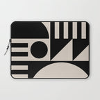 Mid Century Modern Geometric 936 Black and Linen White Laptop Sleeve Gallery Image 1