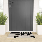 Mid Century Modern Geometric 936 Black and Linen White Welcome Mat Gallery Image 3