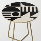 Mid Century Modern Geometric 936 Black and Linen White Side Table Gallery Image 2