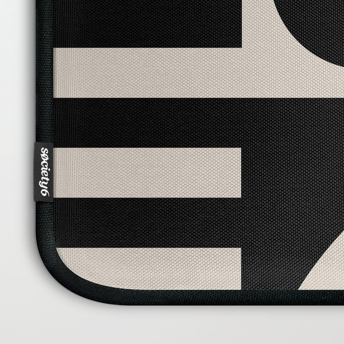 Mid Century Modern Geometric 936 Black and Linen White Laptop Sleeve Gallery Image 3