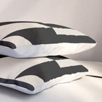 Mid Century Modern Geometric 936 Black and Linen White Pillow Sham Gallery Image 3