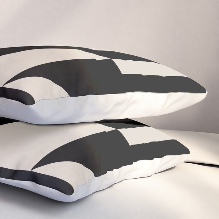 Mid Century Modern Geometric 936 Black and Linen White Pillow Sham Gallery Image 3