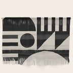 Mid Century Modern Geometric 936 Black and Linen White Wall Hanging Gallery Image 1
