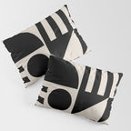Mid Century Modern Geometric 936 Black and Linen White Pillow Sham Gallery Image 3