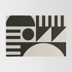 Mid Century Modern Geometric 936 Black and Linen White Rug Gallery Image 2