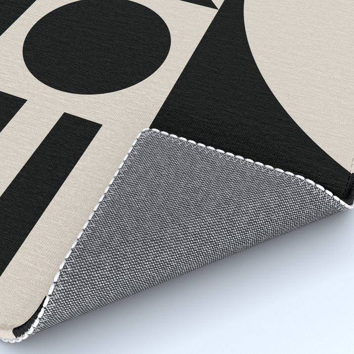 Mid Century Modern Geometric 936 Black and Linen White Rug Gallery Image 4