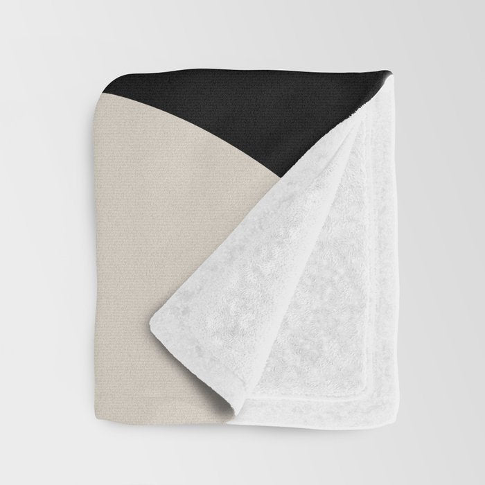 Mid Century Modern Geometric 936 Black and Linen White Throw Blanket Gallery Image 3