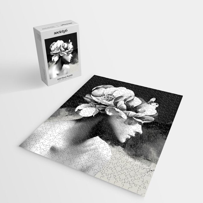 Floral Portrait-black and white Jigsaw Puzzle Gallery Image 2
