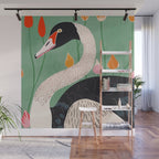 Swan in Flowers Wall Mural Gallery Image 1