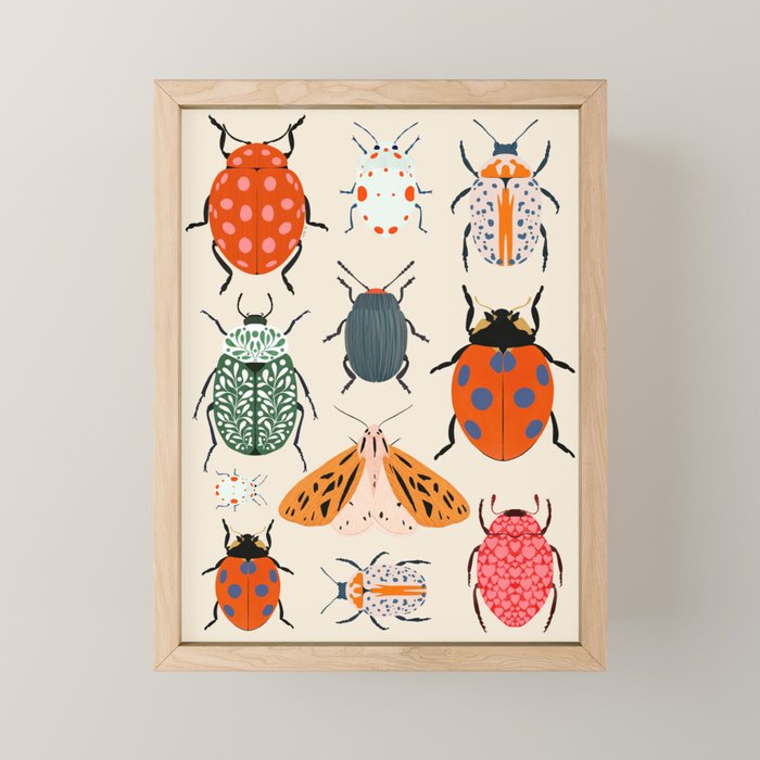 Beetles and butterfies Mini Art Print Gallery Image 1