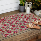 Bokhara Nim Suzani  Antique Uzbek Embroidery Print Outdoor Rug Gallery Image 2