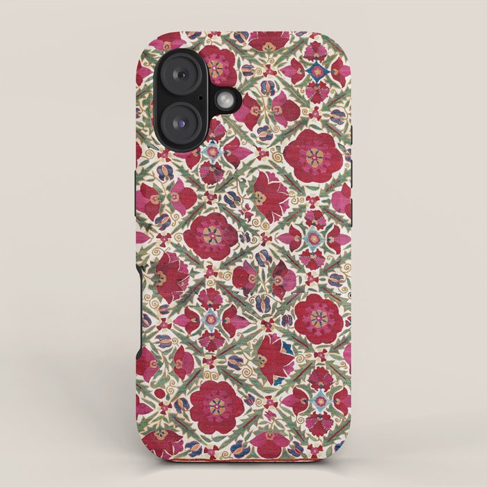 Bokhara Nim Suzani  Antique Uzbek Embroidery Print iPhone Case Gallery Image 1