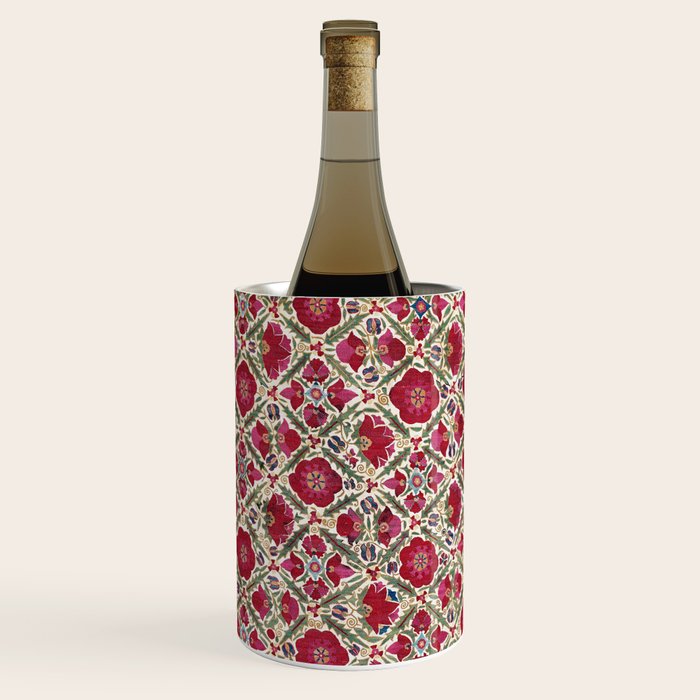 Bokhara Nim Suzani  Antique Uzbek Embroidery Print Wine Chiller Gallery Image 1