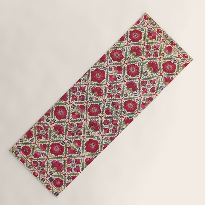 Bokhara Nim Suzani  Antique Uzbek Embroidery Print Yoga Mat Gallery Image 1