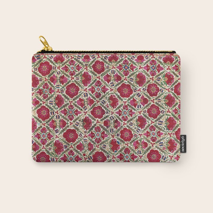 Bokhara Nim Suzani  Antique Uzbek Embroidery Print Carry All Pouch Gallery Image 1