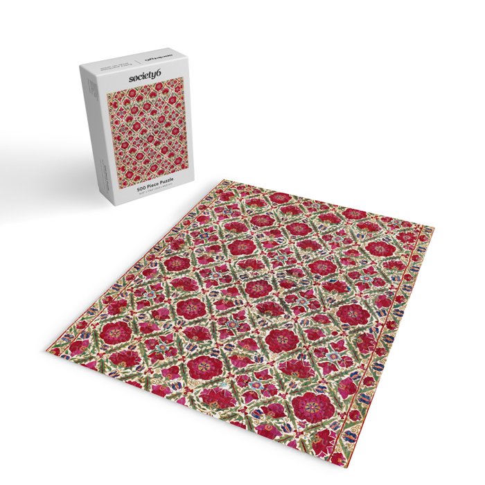 Bokhara Nim Suzani  Antique Uzbek Embroidery Print Jigsaw Puzzle Gallery Image 2