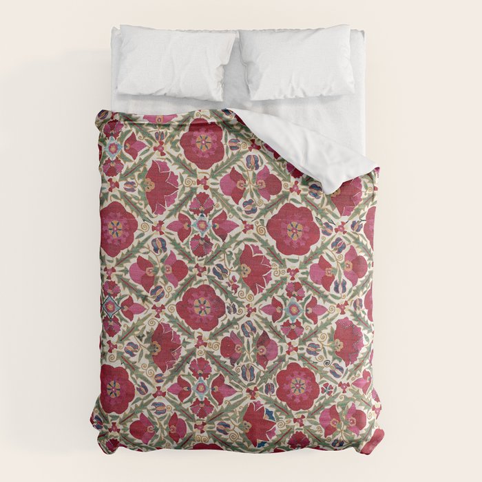 Bokhara Nim Suzani  Antique Uzbek Embroidery Print Duvet Cover Gallery Image 6