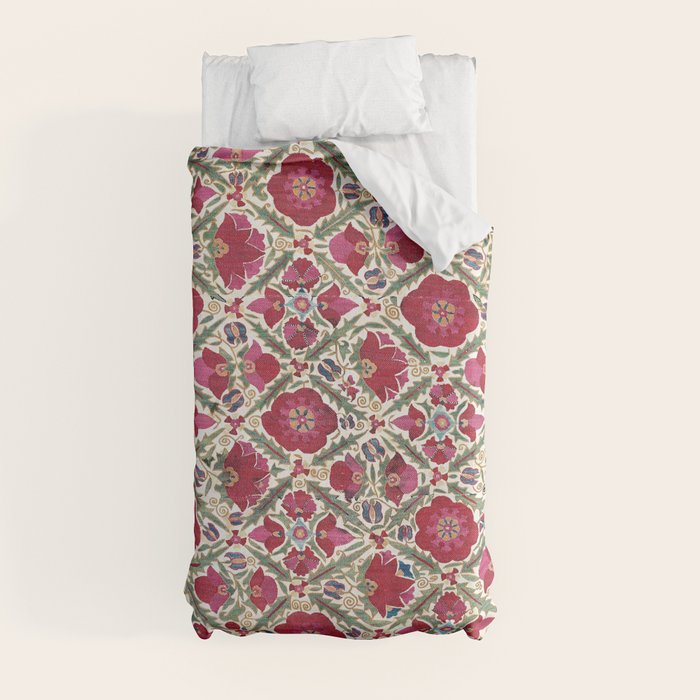 Bokhara Nim Suzani  Antique Uzbek Embroidery Print Duvet Cover Gallery Image 4