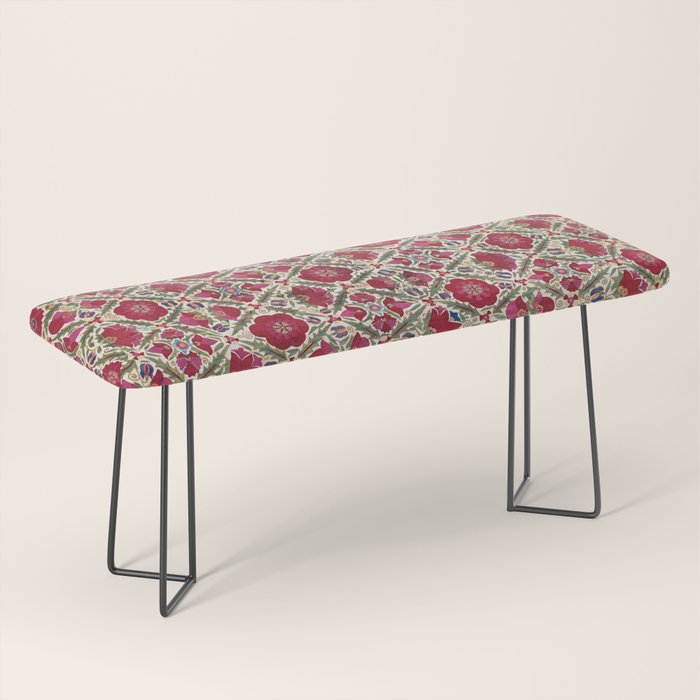 Bokhara Nim Suzani  Antique Uzbek Embroidery Print Bench Gallery Image 1