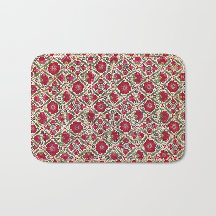 Bokhara Nim Suzani  Antique Uzbek Embroidery Print Bath Mat Gallery Image 1