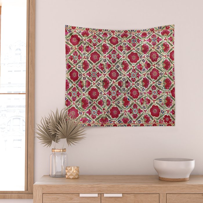 Bokhara Nim Suzani  Antique Uzbek Embroidery Print Wall Tapestry Gallery Image 2