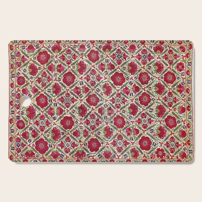 Bokhara Nim Suzani  Antique Uzbek Embroidery Print Cutting Board Gallery Image 1
