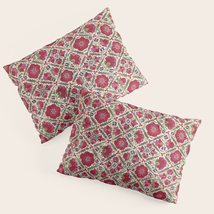 Bokhara Nim Suzani  Antique Uzbek Embroidery Print Pillow Sham Gallery Image 3