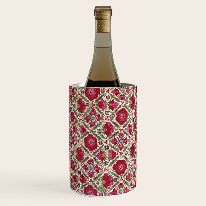 Bokhara Nim Suzani  Antique Uzbek Embroidery Print Wine Chiller Gallery Image 2