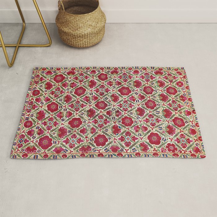 Bokhara Nim Suzani  Antique Uzbek Embroidery Print Rug Gallery Image 1