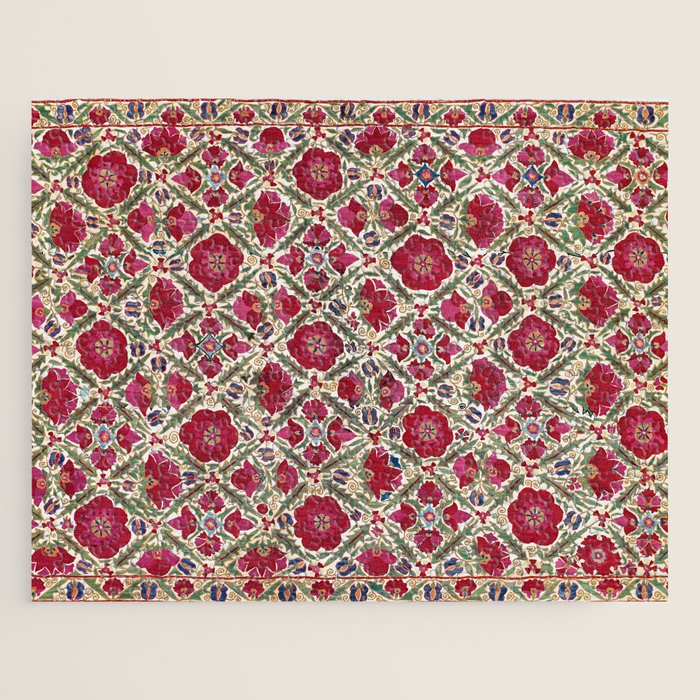 Bokhara Nim Suzani  Antique Uzbek Embroidery Print Jigsaw Puzzle Gallery Image 1