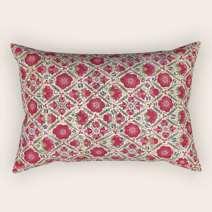 Bokhara Nim Suzani  Antique Uzbek Embroidery Print Rectangular Pillow Gallery Image 2