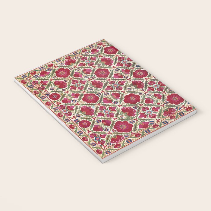 Bokhara Nim Suzani  Antique Uzbek Embroidery Print Notebook Gallery Image 3