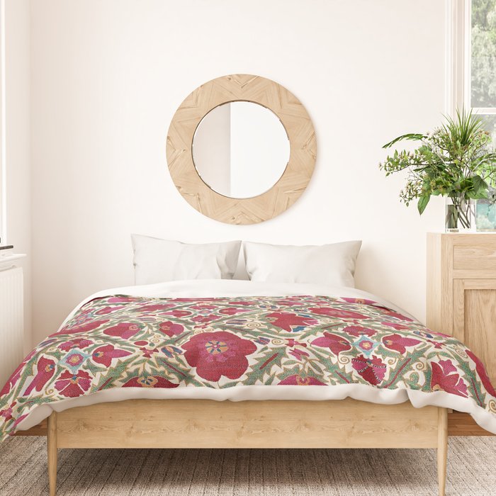 Bokhara Nim Suzani  Antique Uzbek Embroidery Print Duvet Cover Gallery Image 3