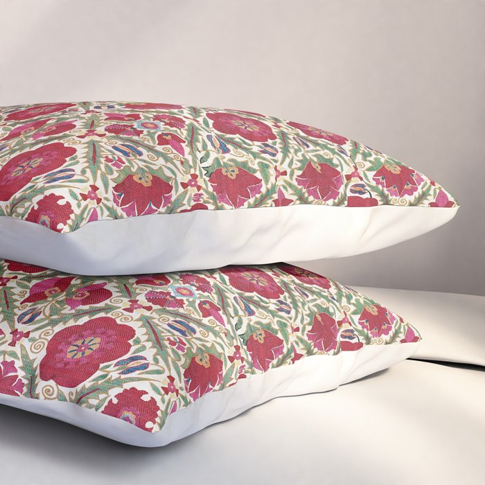 Bokhara Nim Suzani  Antique Uzbek Embroidery Print Pillow Sham Gallery Image 3