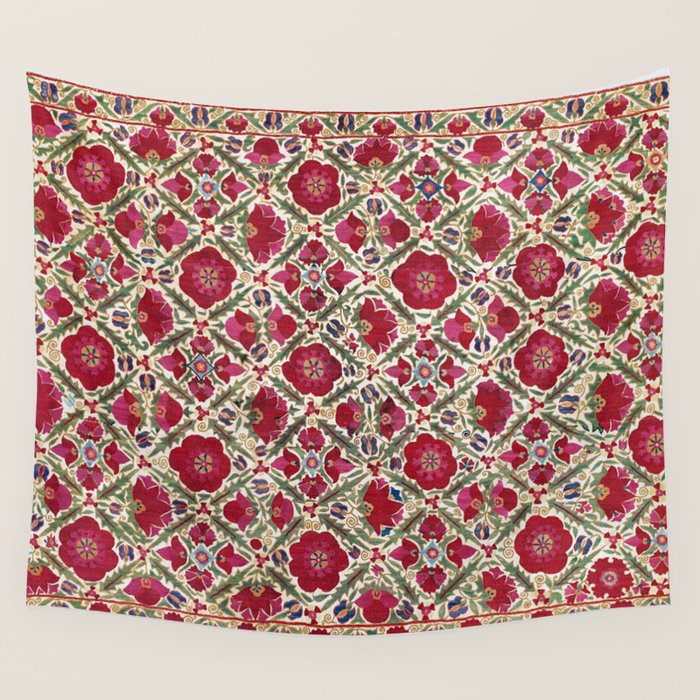 Bokhara Nim Suzani  Antique Uzbek Embroidery Print Wall Tapestry Gallery Image 4