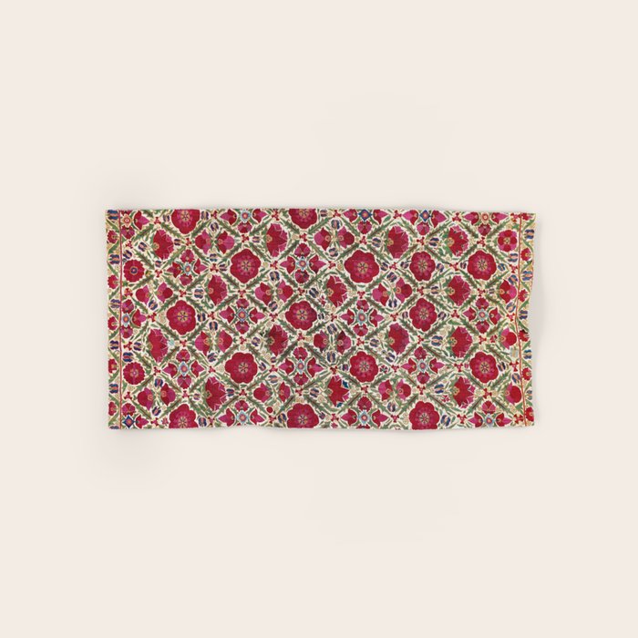 Bokhara Nim Suzani  Antique Uzbek Embroidery Print Bath Towel Gallery Image 1